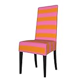 Fundas para sillas de Color Naranja con Rayas de Color Rosa Intenso, elástico, Protector para sillas de Comedor, Funda para Asiento, Funda para...