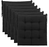 Brandsseller Cojín decorativo de asiento para silla de jardín, 9 pespuntes, varios diseños, poliéster, Negro , 6er-Paket