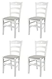 Tommychairs - Set 4 sillas Cuore para Cocina y Comedor, Estructura en Madera de Haya barnizada Color Blanco y Asiento tapizado en Tejido Color...