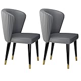 YXCUIDP Sillas de comedor modernas de cuero de microfibra Juego de 2 sillas de salón de cocina ceniza Silla de recepción de pies de madera...