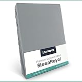 Lunarys® Sábana bajera SleepRoyal de lujo, 160x200 cm, color gris plata, sábana de 250 g/m², 40 cm de altura, para colchones altos, colchón...