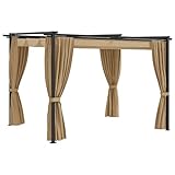 vidaXL Cenador con Cortinas Pérgola Jardín Patio Marquesina Refugio Toldo Carpa de Celebraciones Fiesta Desmontable Bodas Acero Gris Taupe 3x3...