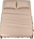 Utopia Bedding Juego De Sabanas - Microfibra Cepillada - Sábanas y Fundas de Almohada (Cama 150, Beige)