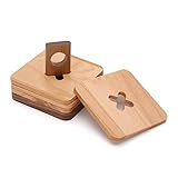 Palabes Propinas de aislamiento de madera Conjuntos con posavasos de madera de diseño con tallas huecas for bebidas, conjunto de 4 sábanas de...