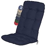 Beautissu Cojines sillas Jardin Flair HL - Cojines Exterior Asiento con Respaldo Alto - 120x50x8 cm - Relleno de Copos de gomaespuma - Azul...