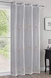 Cortinas Visillos 140x260cm, Translúcida con Estrellas Decorativas para Salón Dormitorio Regalos(Blanca Dorado, Visillos)