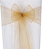 CNFQ Lote de 50 nudos de silla organza bautismo, fiesta, decoración de boda (dorado)