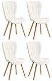 CLP Set De 4 Sillas Elda De Comedor En Polipiel I Butacas Modernas Sin Reposabrazos & Base De Madera I Juego De 4 Sillas, Color:Blanco