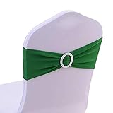 SINSSOWL 50 Bandas elásticas para Silla con Hebilla para decoración de Boda, Lazos de Lycra para sillas, Color Verde Oscuro