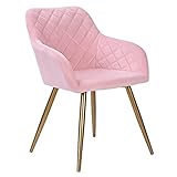 Edaygo Silla de Comedor, Sillón de Salón con Reposabrazos, Terciopelo, Cómodo Ancho de Asiento Aprox. 49 cm, Altura Aprox. 47 cm, Rosa, Patas...