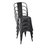 Amazon Basics - Sillas de comedor de metal, juego de 4 sillas, color negro