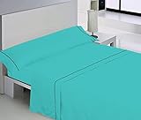 ADP Home - Juego de Sábanas en Microfibra Cepillada, Bajera Ajustable, Encimera, Funda/s de Almohada (Cama de 135 CM, Turquesa/Marino)