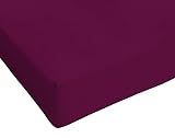 Italian Bed Linen Sàbana con angulos de 25cm MAX Color, Ciruela, Doble