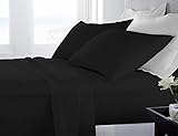 Banzaii Juego de Sábanas para Cama y Funda de Almohada Algodón Cama de 110 a 120 cm Negro