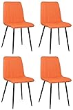 CLP Set De 4 Sillas De Comedor Dijon En Tela o Terciopelo I Butacas para Cocina con Base Metálica & Respaldo, Color:Naranja, Material de...