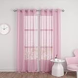 UPOPO Cortinas Salon Modernas 2 Piezas Visillos Poliéster Infantiles Cortina Cortos para Ventanas Habitacion Translucidas Rayas con Ojales...