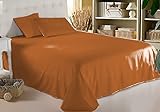 yibo - Juego de Sábana de 4 Piezas Color Naranja, para Cama de 200 x 190/200cm, Sábana Bajera Ajustable para Cama + Sábana Encimera + 2 Pcs...