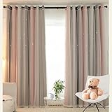 Cortinas opacas YTK con estrellas, doble capa, huecas, a rayas, cortinas opacas con degradado, negras, para habitaciones infantiles, salones, 2...