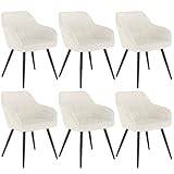 WOLTU 6X Sillas de Comedor Nordicas Estilo Vintage Juego de 6, Silla de Cocina Silla Tapizada con Reposabrazos Tapizadas en Terciopelo,...