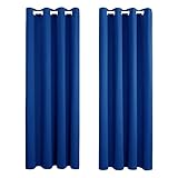 Amazon Brand - Umi Cortinas Opacas de Salón Decoración para Habitación Dormitorio Moderno con Ojales 2 Piezas 117x138cm Azul Oscuro