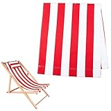 AHANDMAKER Tejido de Repuesto para Silla, Lienzo de Repuesto para Silla de Playa Simple E Informal con Rayas Rojas Y Blancas para el Reemplazo de...