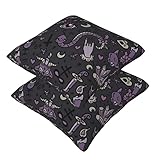 Juego de 2 fundas de almohada de color morado y negro gótico espeluznante, fundas de almohada cuadradas súper suaves con cremallera para sofá,...