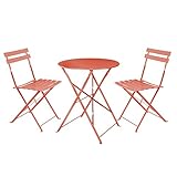 LOLAhome Conjunto de Mesa y 2 sillas para Exterior de Acero (Coral)