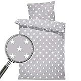 Totsy Baby Funda nordica y Funda Almohada Infantil 90X120 - Ropa de Cama con Cremallera Juego de sabanas algodón Gris con Estrellas Blancas