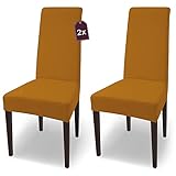 SCHEFFLER-Home Fundas Sillas de Comedor Elásticas Natalie – Set de 2 Elegantes Fundas Sillas Ajustables – Fundas para Sillas en Algodón con...