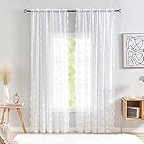 YJ YANJUN Par de cortinas de red de 90 gotas, color blanco, vintage, de lujo, floral, para puertas o patio, decoración temática francesa, 132...