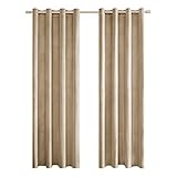 MRTREES Cortina Dormitorio Opaca Terciopelo 2 Piezas 140×245cm Cortinas Salon Moderno Proteger Privacidad Cortinas Beige Largas para Ventana...