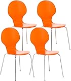 CLP Set 4X Sillas de Visita Diego Apilable I Juego de 4X Silla de Comedor con Asiento de Madera I 4X Silla de Cocina con Base de Metal I Color:,...