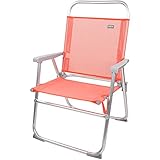 AKTIVE 62624 - Silla de playa plegable, respaldo fijo, 56 x 50 x 88 cm, color coral, alta, peso máx imo 100 kg, tacos antivuelco