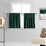 DONREN Mini cortinas opacas para dormitorio con bolsillo para barra, color verde esmeralda para ventana pequeña (30 x 36 pulgadas, 2 paneles)