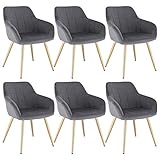 WOLTU 6 x Sillas de Comedor Nordicas Estilo Vintage Juego de 6, Silla de Cocina Silla Tapizada con Reposabrazos Tapizadas Terciopelo, Estructura...