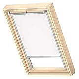 VELUX Original Cortina de Oscurecimiento para Ventanas de Techo CK04, Blanco con guía Lateral Gris