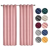 WOLTU Cortinas Opacas Terciopelo Aislantes 2 Piezas 140 x 225 cm Cortina Moderna Térmica con 8 Ojales para Salon Habitacion Dormitorio Rosa...