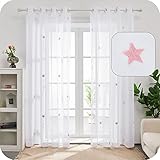 Amazon Brand - Umi Cortinas Translucidas Decorativas con Motivos Lluvia de Meteoros con Ojales 2 Piezas 140x280cm Rosa