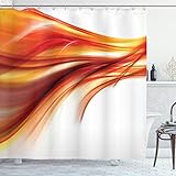 ABAKUHAUS Resumen Cortina de Baño, Borrosas Smock Rayos Arte, Material Resistente al Agua Durable Estampa Digital, 175 x 200 cm, Rojo Naranja