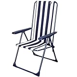 AKTIVE 62615 - Silla plegable de jardín, multiposición, 5 posiciones, mide 46 x 59 x 101 cm, diseño marinero con rayas blanca y azules, con...