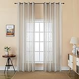 GIRASOLE HOME® Par de cortinas filtrantes semitransparentes efecto lino cortina de rayas verticales para interiores con ojales, 2 paneles 140 x...