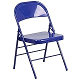 Flash Furniture Hercules COLORBURST Series - Silla Plegable de Metal con Triple Soporte y Doble bisagra Color Azul Cobalto