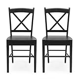 Homely – Pack de 2 sillas de Comedor o Cocina de diseño clásico Golf Estructura de Madera y Respaldo y Asiento de MDF, en Color Negro, de...