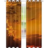 Cortinas para dormitorio, diseño de cielo con nubes y rayos de luz, imagen digital, W52 x L108, cortinas opacas para la sala de estar, color...