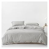 HJXX Sabanas Rayas Verticales Delgadas Simples Conjunto de Ropa de Cama Gris con Hojas de Cama 2 Piowcases 4pcs algodón Lavado Ultra Suave...