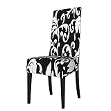 Funda de Asiento para Silla con diseño Floral en Blanco y Negro, Fundas Decorativas para sillas de Comedor, Fundas elásticas, Protector de...