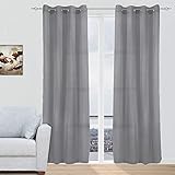 MERCURY TEXTIL - Cortinas Modernas Translucidas 2 Piezas con Anillos Plateados para Ventana, 150 X 260 CM (Gris)