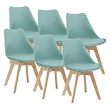 Juego de sillas de Comedor 81 x 49 x 57 cm Silla tapizada en Cuero sintético Patas de Madera de Haya Sillas de Cocina Set de 6 sillas Color...