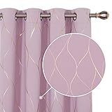 Deconovo Cortinas Opacas Diseño de Rayas Bronceadas para habitación con Ojales 2 Piezas 117 x 229 cm Rosa Claro