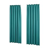 Deconovo Cortinas Dormitorio Moderno Tela Suave Gruesa para Ventanas de Habitación Juvenil con Fruncido 2 Piezas 140x138cm Turquesa